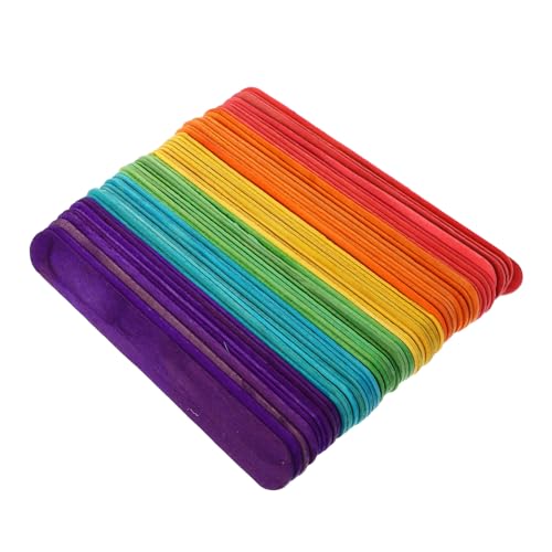 GALPADA 100 Stück Bunte Holzstäbchen Große Eisstiele aus Holz zum Basteln DIY Modellbau für Erwachsene Glatte Langlebige Holzstäbe für Kreative Handwerksprojekte von GALPADA