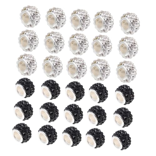 GALPADA 100 Stück DIY Armband Perlen mit Kreative Schmuck Bastelperlen für Armbänder und Halsketten Glatte Oberfläche Strass Glanz Schwarz und Weiß Mix zum Auffädeln und Basteln von GALPADA