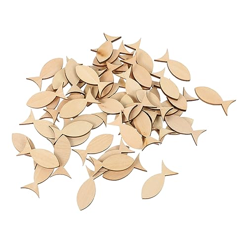 GALPADA 100 Stück Fischdekoration Aus Holz Party Diy -handwerk Fischverzierungen Klein Unvollendet Fischhandwerk Fischformen Graffiti-chip Holzchip Diy-graffiti-scheiben Holzscheiben von GALPADA