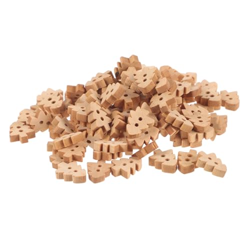 GALPADA 100 Stück Holzknöpfe Weihnachtsbaum Natürliche Farbe Rustikale DIY Nähknöpfe für Basteln Dekoration Handarbeit Stabile Leichte und Detailreiche Tannenbaum Knöpfe von GALPADA