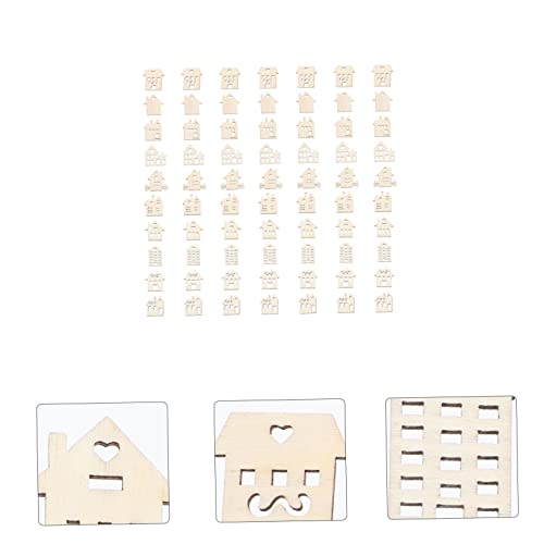 GALPADA 100 Stück Holzscheiben Hausform DIY Basteln Holzchips für Sicher Glatte Kanten Streudeko Minihäuser Holzverzierung Handwerk von GALPADA
