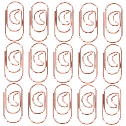 GALPADA 100 Stück Mini Mond Büroklammern Bunte Metallklammern für Dokumente Praktische Bürobedarf Clips für Notizen Rechnungen und Kreative Anwendungen von GALPADA