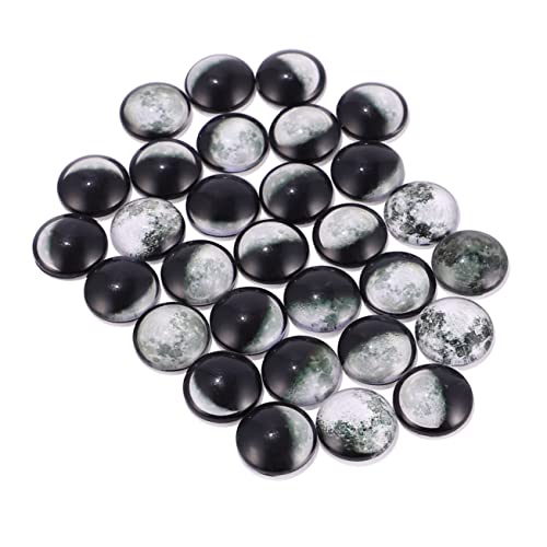 GALPADA 100 Stück Mond Patches Bedruckte Muster Flache Rückseite Stilvolle Cabochons für Schmuckherstellung und Bastelprojekte Geeignet für Kreative DIY Anwendungen von GALPADA