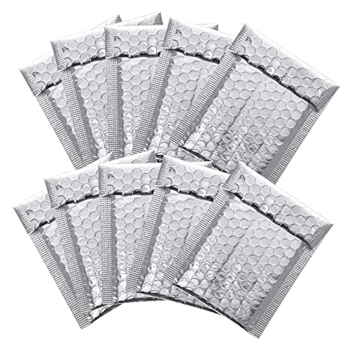 GALPADA 100 Stück Selbstklebende Versandtaschen Gepolsterte Briefumschläge mit Blasen für Sicheren Versand Silberne Aluminiumfolie von GALPADA