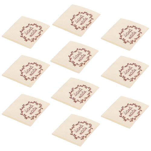 GALPADA 100 Stück Stricketiketten aus Stoff handgemachte Tags zum Häkeln personalisiert handmade label kleidungsetiketten Nähen von Etiketten für handgefertigte Artikel Textiletiketten von GALPADA