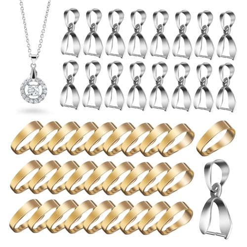 GALPADA 100 Stück Teiliges DIY Schmuck Anhänger Kettenverbinder aus Messing Sichere Klemmösen in Gold und Silber für Halsketten Basteln und Schmuckherstellung von GALPADA