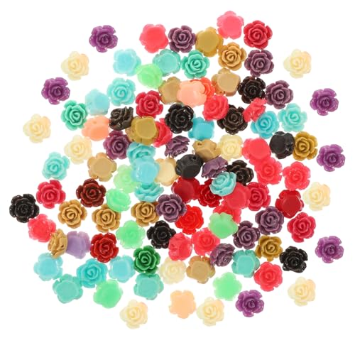 GALPADA 100 Stück Teiliges Resin Rosenperlen mit Bunte DIY Charms für Armband Schmuckherstellung Halskette Ohrring Zubehör Kreative Bastelperlen von GALPADA