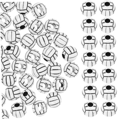 GALPADA 100 Stück Volleyball Armbandschmuck Volleyball Schmuck Charms Perlen Zum Basteln Von Armbändern Volleyball Perlen DIY Sport Fokus Flachperlen Zum Basteln Von Armbändern von GALPADA