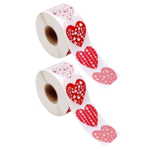 GALPADA 1000 Stück Herzaufkleber für Selbstklebende Party Favor Etiketten Romantische Herzmuster für Valentinstag Einfach Anzubringen für Candy Bags und Geschenktüten von GALPADA
