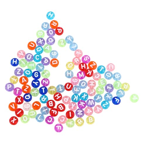 GALPADA 1000 Stück Teiliges Acryl Buchstabenperlen Transparente Bunte Perlen mit Weißem Alphabet für DIY Schmuckherstellung Freundschaftsarmbänder Bastelperlen Vielseitig zum Auffädeln von GALPADA