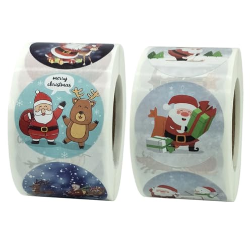 GALPADA 1000 Stück Weihnachtsaufkleber Bunte Weihnachtsmotive Selbstklebende Langlebige Sticker für Geschenkverpackung Bastelprojekte Partydekorationen für Festliche Weihnachtsdeko von GALPADA