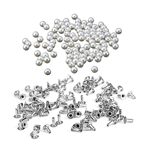 GALPADA 100Stücke DIY Kunstleder Perlenrivet Studs für Taschen Schuhe Kleidung Dekoration Perlenweiß für Armbänder und Basteln GALPADA 100Stücke DIY Kunstleder Perlenrivet Studs für Taschen Schuhe Kleidung Dekoration Perlenweiß für Armbänder und Basteln von GALPADA