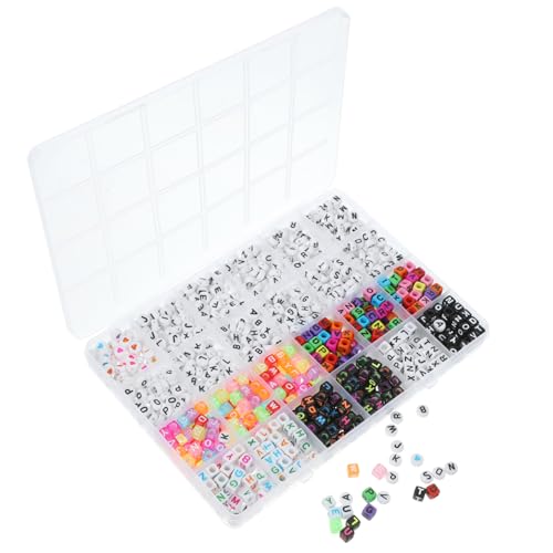GALPADA 1080 Stück Teiliges Multi function Alphabet Perlen Runde Buchstabenperlen mit Lose Kunststoffperlen für DIY Armband Schmuckherstellung Fächer Aufbewahrungsbox für Halsketten und von GALPADA