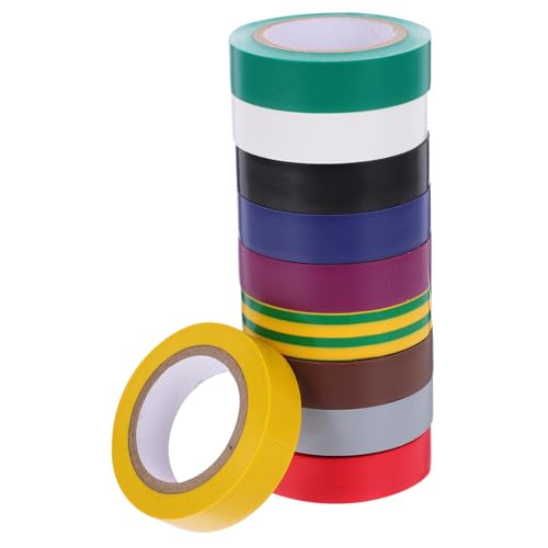 GALPADA 10Rollen Elektrisches Isolierband Farben PVC Klebeband für Kabelisolierung und Schutz von Elektrischen Verbindungen Wetterfest und Hochtemperaturbeständig von GALPADA