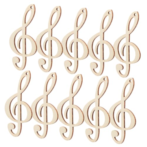 GALPADA 10Stücke Unvollendete Holzscheiben Musiknoten Form Holzstücke für DIY Bastelprojekte und Tischdekoration für Hochzeiten und Kinderhandwerk von GALPADA
