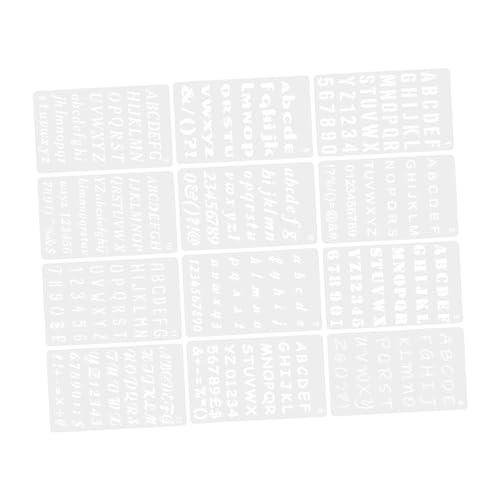 GALPADA 12 Blatt Buchstaben Schablonen Pet Wiederverwendbare Malvorlagen für DIY Bastelarbeiten Zahlen und Wandgestaltung für Holzsignale und Dekoration von GALPADA