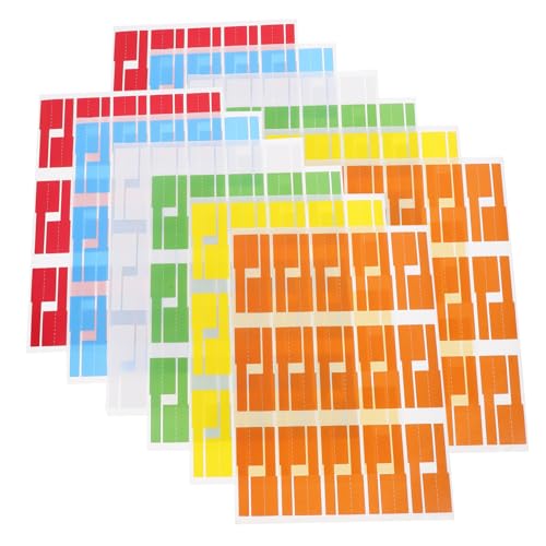 GALPADA 12 Blatt P Förmige Kabeletiketten für Kabelorganisation Reißfeste Selbstklebende Etiketten Farben Weiß Rot Hellblau Gelb Grün Orange für Industrielle Nutzung und Elektronik von GALPADA