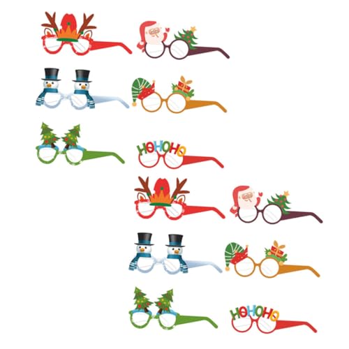 GALPADA 12 Paare Teiliges Papierbrillen Weihnachtsmann Schneemann Weihnachtsbaum Partybrillen Karneval Requisiten Antler Glasses Frame Xmas Party Deko Zubehör von GALPADA