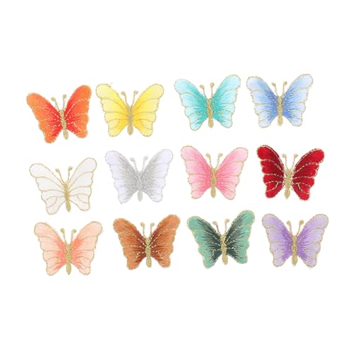 GALPADA 12 Stück Schmetterlings Patches Ausgefallene Stickerei Applikationen für Kleidung Taschen und Mehr zum Aufnähen und Dekorieren Farblich Zufällig Zufällige Farbe Zufällige Farbe von GALPADA
