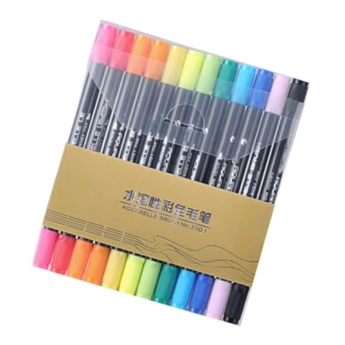 GALPADA 12 Stück Teiliges Aquarell pinselstift Doppelspitze Wasserlösliche Malstifte für Feine Linien und Große Flächen Farbenfrohe Marker Waschbar und Langlebig für Erwachsene von GALPADA