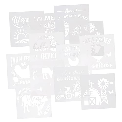 GALPADA 12 Stück Teiliges Farm Schablonen Kreative Sprüh und Zeichenvorlagen Wiederverwendbar Glatte Kanten für DIY Kunstprojekte und Erwachsene Vielseitig für Stoff von GALPADA