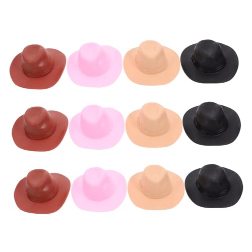GALPADA 12 Stück Teiliges Miniatur Cowboy Hüte Kleine Puppenhüte aus Robustem Material Vielseitig als Bastelzubehör und Dekoration für Miniatur Szenen Farblich Gemischt von GALPADA
