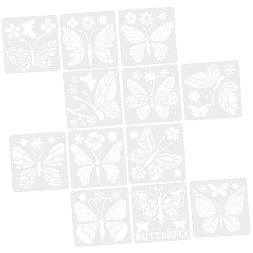 GALPADA 12 Stück Teiliges Schmetterling Schablonen Wiederverwendbare DIY Malvorlagen mit Hohlem Design Vielfältige Muster für Erwachsene Sichere Zeichenvorlagen für Wand und von GALPADA
