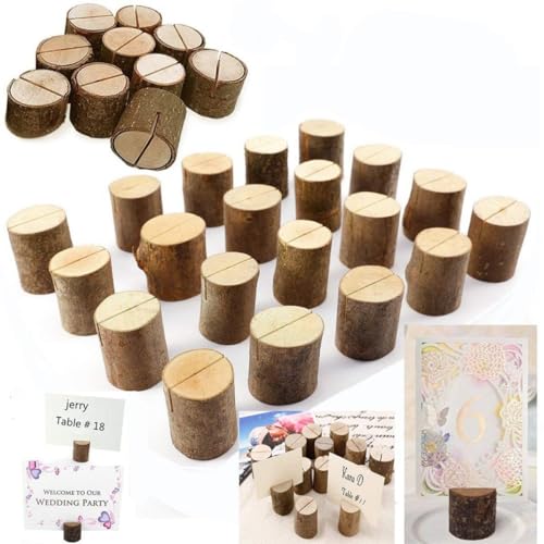 GALPADA 12Stücke Holzstamm Tischkartenhalter Rustikale Zahlenclips für Hochzeiten Partys und Events Memo mit Rinde für Tischnummern und Menükarten von GALPADA