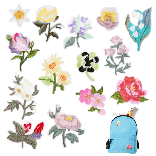 GALPADA 14 Stück Kleidungsflecken für Löcher aufnäher für jacke aufbügler für jacken Applikationen für Hemd bügelbild Schuh Patch Reparaturflicken Blumenbeete dekorative Patches Stickgarn von GALPADA
