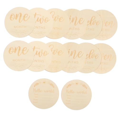 GALPADA 14 Stück Teiliges Kartenset aus Holz Lasergravierte Runde Monatskarten mit Einzigartigen Designs Multifunktional als Foto requisiten und Babyzimmer Dekoration für Neugeborene GALPADA 14 Stück Teiliges Kartenset aus Holz Lasergravierte Runde Monatskarten mit Einzigartigen Designs Multifunktional als Foto requisiten und Babyzimmer Dekoration für Neugeborene von GALPADA