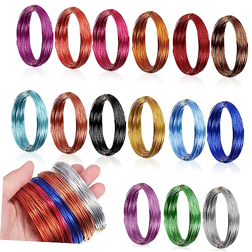 GALPADA 15 Rollen Biegsamer Aluminiumdraht Anodisiert für Schmuckherstellung und DIY Bastelarbeiten Farben von GALPADA