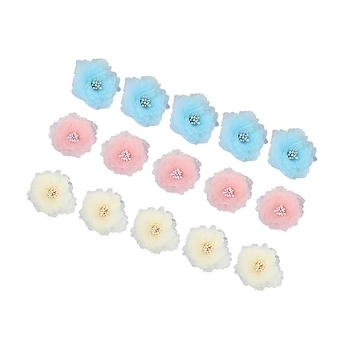 GALPADA 15 Stück DIY Stoffblumen Dekorative Blumen für Kleidung Blau Beige für Kunsthandwerk Modeaccessoires und Bastelprojekte von GALPADA
