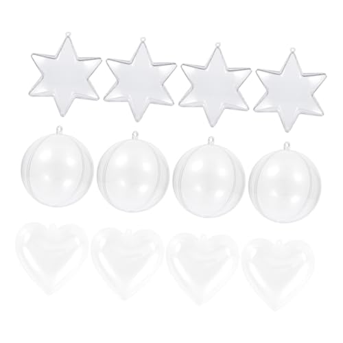 GALPADA 15 Stück Teiliges Set Transparente Kunststoff Badebombenformen Weihnachtskugeln Teilbar Herz Stern zum Befüllen DIY Dekoration für Christbaum Fenster Party Langlebig von GALPADA