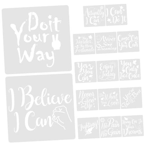 GALPADA 16 Stück Teiliges Schablonen mit Inspirierenden Sprüchen Wiederverwendbare Kunststoffvorlagen für DIY Malerei Scrapbooking Wand und Textilgestaltung Praktische für Kreative GALPADA 16 Stück Teiliges Schablonen mit Inspirierenden Sprüchen Wiederverwendbare Kunststoffvorlagen für DIY Malerei Scrapbooking Wand und Textilgestaltung Praktische für Kreative von GALPADA