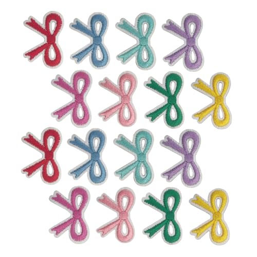 GALPADA 16 Stück Teiliges Selbstklebende Schleifen Patches mit Besticktem Bowknot Design Bügelfreie Applikationen für DIY Kleidung Jeans Rucksack Schuhe Farbenfrohe Stoffflicken zum von GALPADA