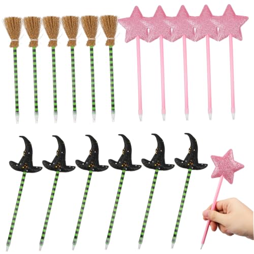 GALPADA 18 . Teiliges Kugelschreiber mit Hexenhut Besen Sternmotiv Bunte Party Stifte für Halloween und Valentinstags Geschenke Niedliche Cartoon Designs für Schule und GALPADA 18 . Teiliges Kugelschreiber mit Hexenhut Besen Sternmotiv Bunte Party Stifte für Halloween und Valentinstags Geschenke Niedliche Cartoon Designs für Schule und von GALPADA
