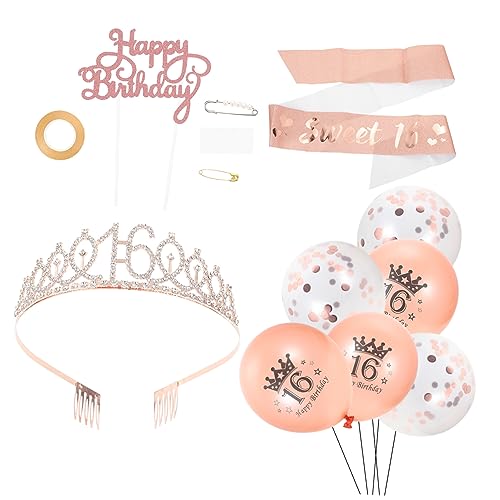 GALPADA 1Satz Krone und Schärpe für Geburtstagsfeier Teiliges Roségold Dekorative Partyaccessoires mit Luftballons für Festliche GALPADA 1Satz Krone und Schärpe für Geburtstagsfeier Teiliges Roségold Dekorative Partyaccessoires mit Luftballons für Festliche von GALPADA