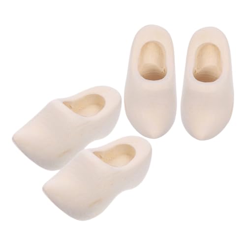 GALPADA 2 Paare Zubehör für Holzschuhmodelle Mini unfertige holländische Schuhe Babypuppe kleine für modell holzschuhe unfertige Holzschuhe hölzern Khaki von GALPADA