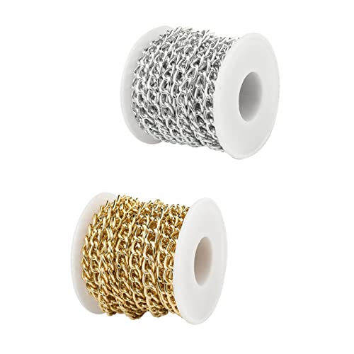 GALPADA 2 Rollen Aluminium Gliederkette Ca Leichte Metallkette für Schmuckherstellung DIY Halsketten Armbänder Taschenketten Vielseitig Verwendbar von GALPADA