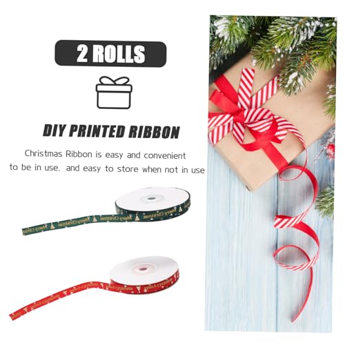 GALPADA 2 Rollen Breites Weihnachtsgeschenkband mit Roten und Grünen Weihnachtsbaum Motiven Geschenkverpackungsband für DIY Verpackung Basteln und Dekoration von GALPADA