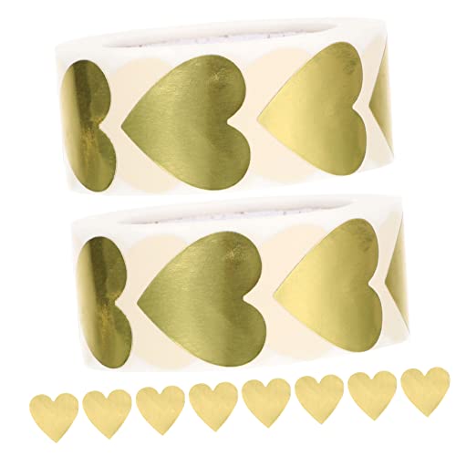 GALPADA 2 Rollen Herzförmige Siegelaufkleber Goldene Selbstklebende Etiketten für Verpackungen und Dekoration für Hochzeiten und Aufkleber pro Rolle von GALPADA