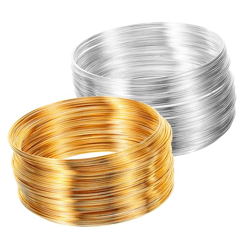 GALPADA 2 Rollen Schmuckdraht Gold Silber Biegsamer DIY Basteldraht für Perlen Schmuckherstellung Floristik und Kreative Projekte von GALPADA