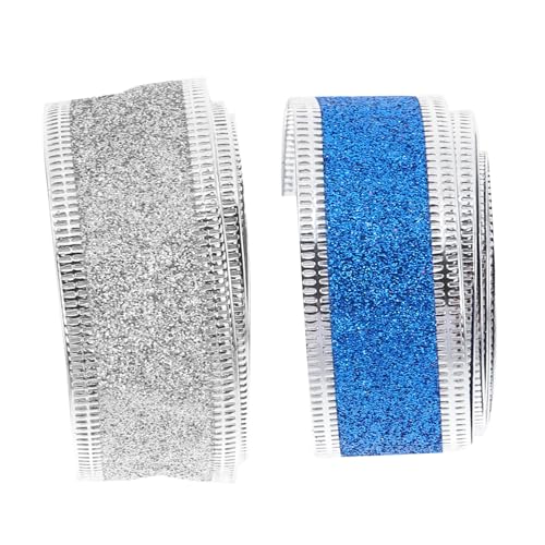 GALPADA 2 Rollen Weihnachtliches Geschenkband Breit Glitzerndes DIY Dekoband in Silber und Blau pro für Geschenkverpackung Basteln und Weihnachtsbaumdekoration GALPADA 2 Rollen Weihnachtliches Geschenkband Breit Glitzerndes DIY Dekoband in Silber und Blau pro für Geschenkverpackung Basteln und Weihnachtsbaumdekoration von GALPADA
