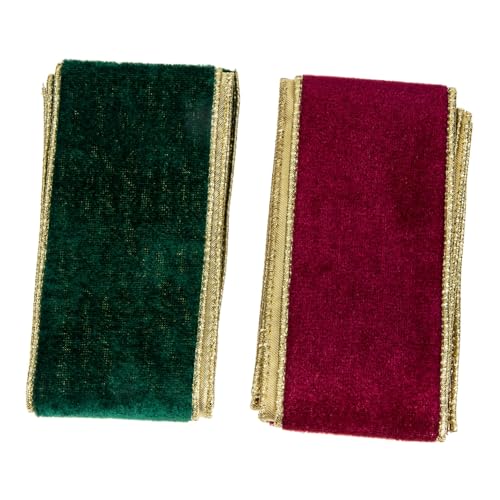 GALPADA 2 Rollen Weihnachtliches Samtband Grün Rot Flockband für Geschenkverpackung DIY Weihnachtsbaumdeko und Partygeschenke Schleifenband von GALPADA