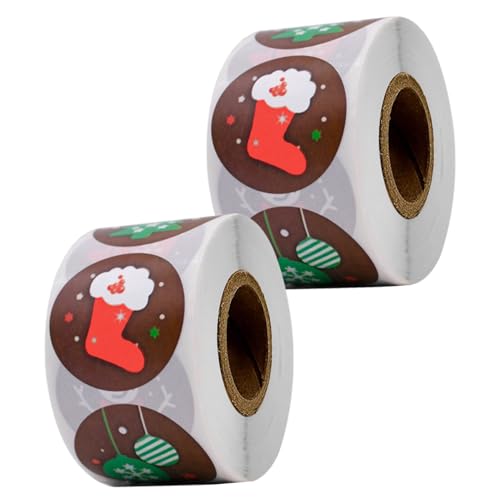 GALPADA 2 Rollen Weihnachtsaufkleber für Geschenke und Kuverts Selbstklebende Etiketten mit Weihnachtlichen Motiven Starke Haftung Vielseitig für Geschenkverpackung Kuchen und von GALPADA