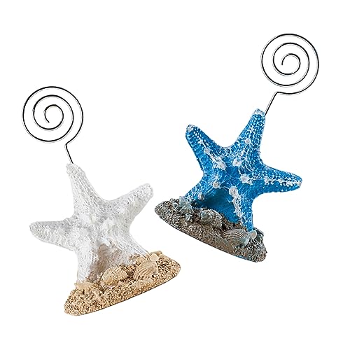 GALPADA 2 STÜCK Mediterrane Seestern Notizhalter Dekorative Tischkartenhalter für Büro und Zuhause Weißer Blauer Seestern für Hochzeiten Partys Tischdeko von GALPADA
