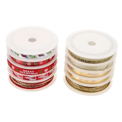 GALPADA 2 Sätze Weihnachtsband Geschenkband aus Polyester Bedrucktes Satin Geschenkband für DIY Geschenkverpackung Festliche Schleifenbänder in Rot und Gold Vielseitig für Geschenkboxen GALPADA 2 Sätze Weihnachtsband Geschenkband aus Polyester Bedrucktes Satin Geschenkband für DIY Geschenkverpackung Festliche Schleifenbänder in Rot und Gold Vielseitig für Geschenkboxen von GALPADA