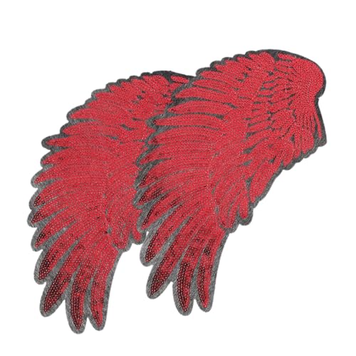 GALPADA 2 Stück Aufbügler Bestickte Engelsflügel Patches Rot Mittlere DIY Kleidung Reparatur Applikation Aufnäher für Jacken Rucksäcke Jeans und Lederbekleidung von GALPADA