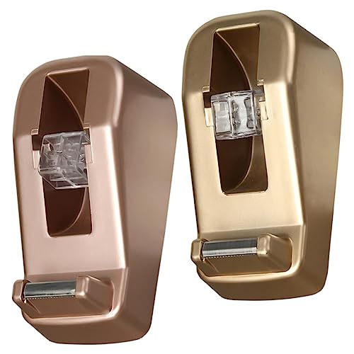 GALPADA 2 Stück Büro Tape Cutter Pack Klebeband Halter Spender Robuster Klebeband Abroller für Zuhause Schule und Büro Stilvoller Sticker Dispenser Gold Roségold von GALPADA