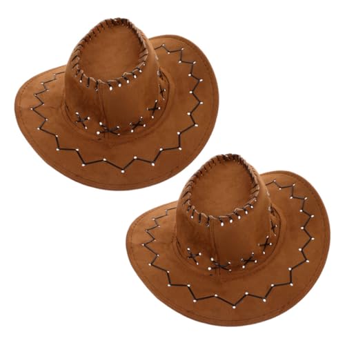 GALPADA 2 Stück Cowboyhut Western Stil Atmungsaktiv mit Breiter Krempe für Jungen Mädchen Verstellbar Modisch und Bequem für Western Mottoparty und Kostüm von GALPADA